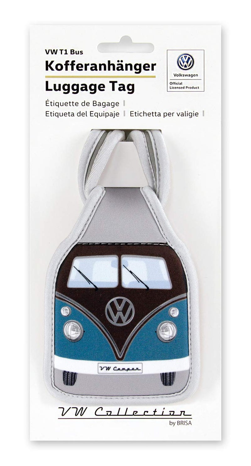 BRISA VW Collection - Volkswagen Suitcase Luggage Address Tag Travel Label with T1 Bus Campervan Design (Classic Bus/Petrol & Brown) - Image 4
